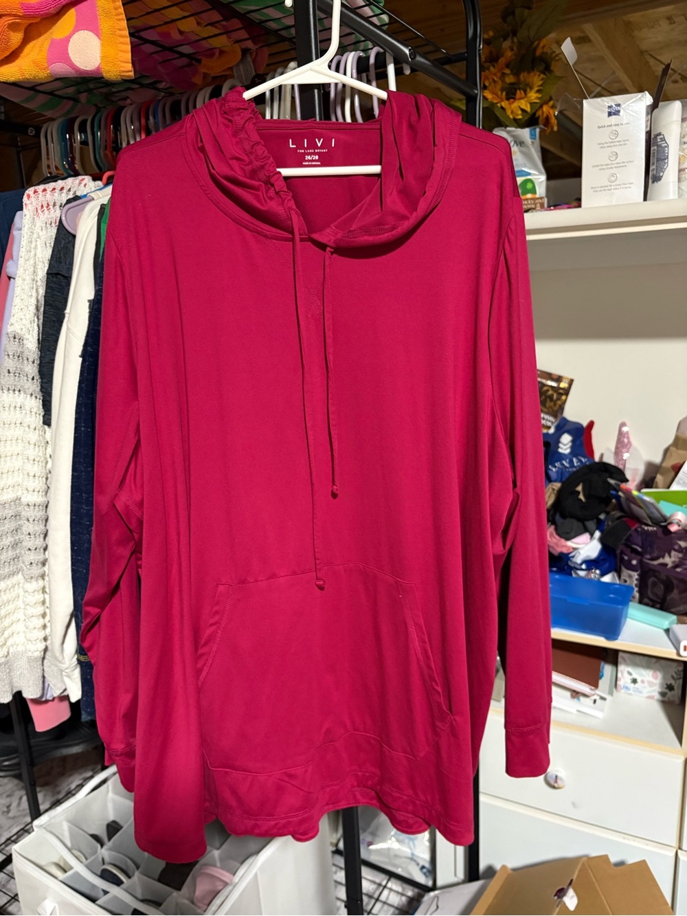 Livi Active Magenta Hooded Pullover Sweatshirt
